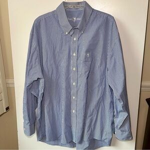 Duck Head 1865 Men's Blue and White Striped Dress Shirt Preppy Business Work